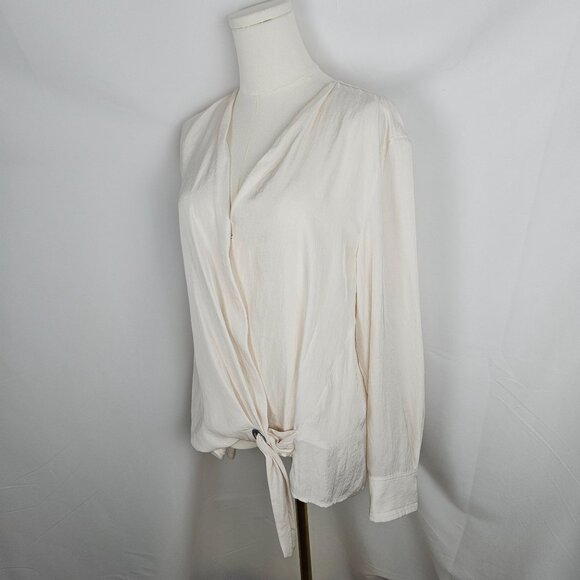 Rag & Bone Felix Popover Blouse Large Faux Wrap Ivory White Professional Office - Picture 5 of 13